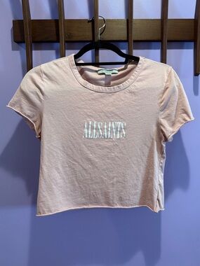allsaints cropped tee blush pink M
